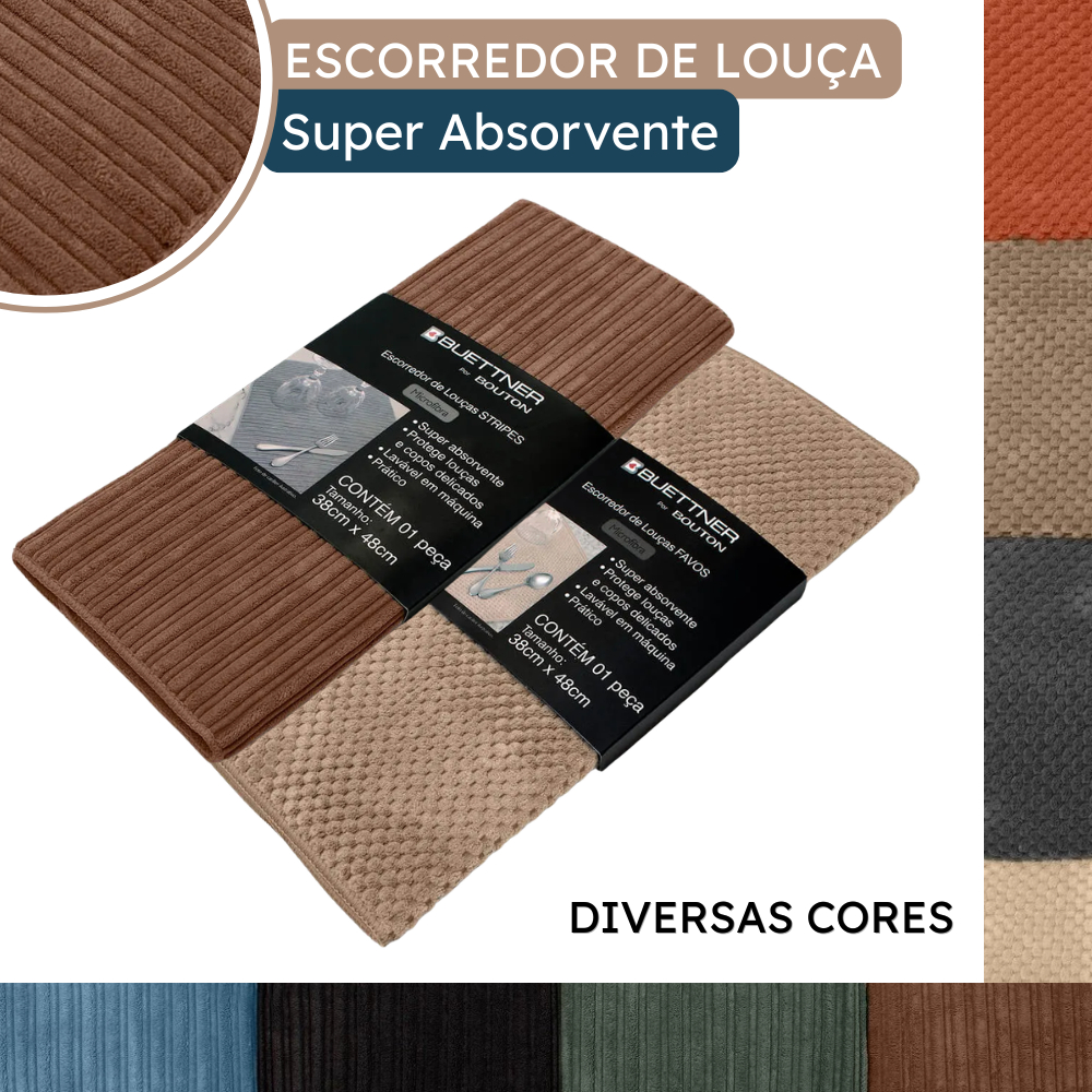 Escorredor De Louça Tapete Absorvente de Microfibra Aparador de Louça Pia Buettner