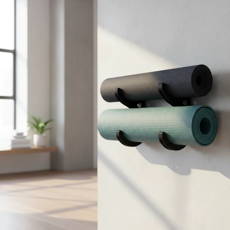 Detalhes do suporte de parede para tapete de yoga aeróbica alongamento