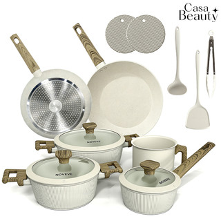 Kit Panelas Antiaderentes 13 Peças Cor Branco – Cozinha Elegante com Alta Qualidade-CASA BEAUTY