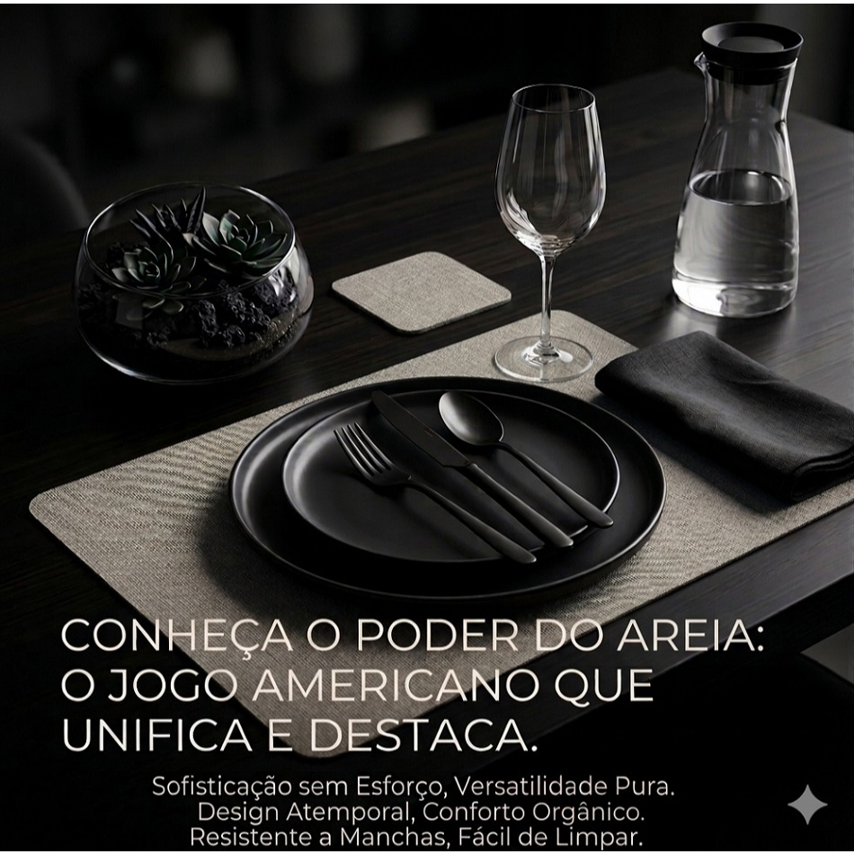 Jogo americano impermeável limpa fácil luxo, 2, 4, 6, 8, 10 peças areia, preto, marrom cinza