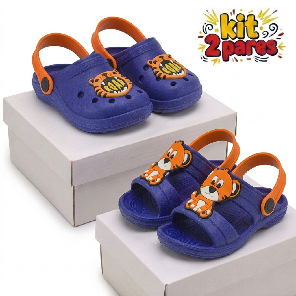 Kit 2 Sandália Infantil Menino Confortável Resistente Varias Cores Calçado Respirável em Oferta na Shopee