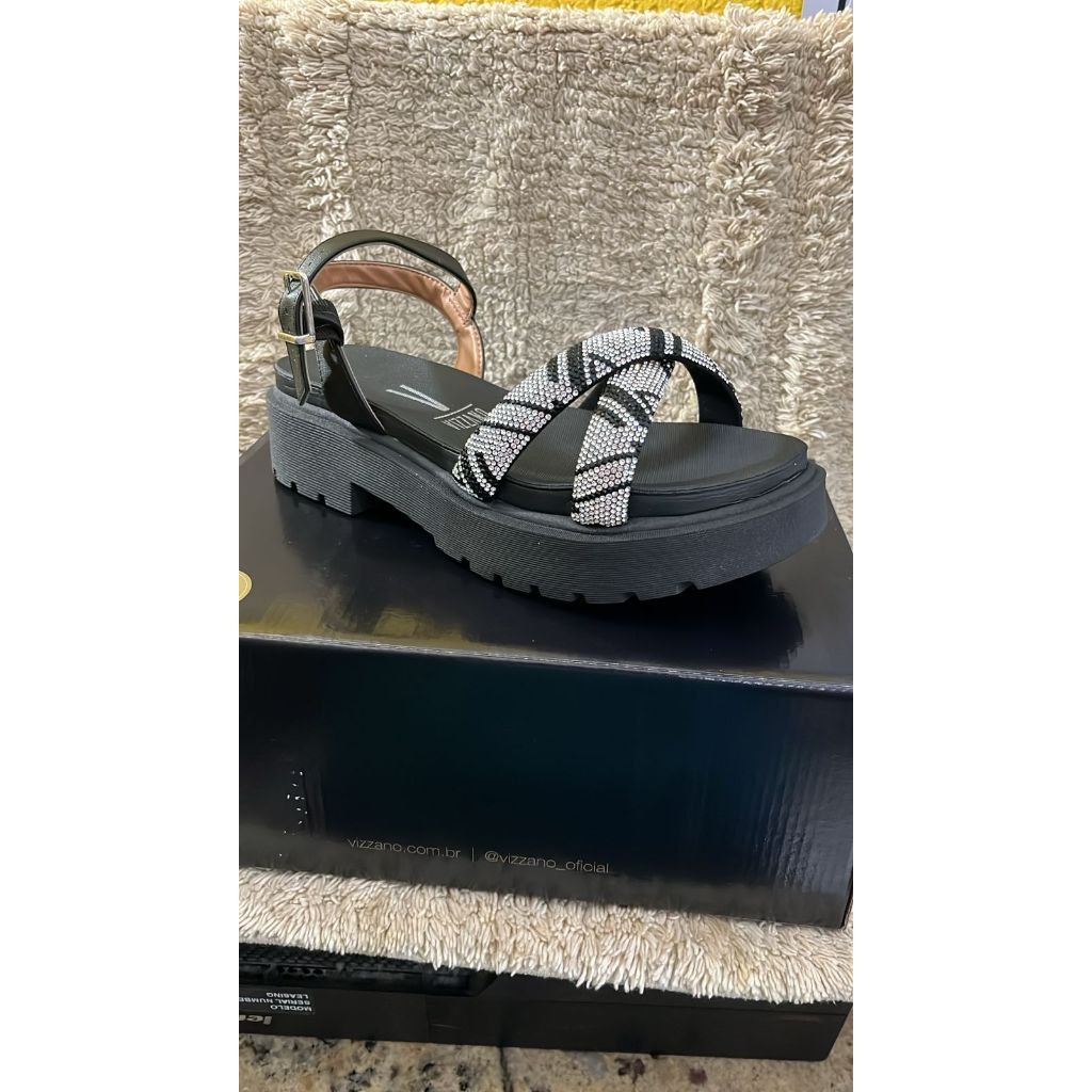 Sandalia Vizzano 6499.114 Flatform Papete Feminino Brilho Meia Pata