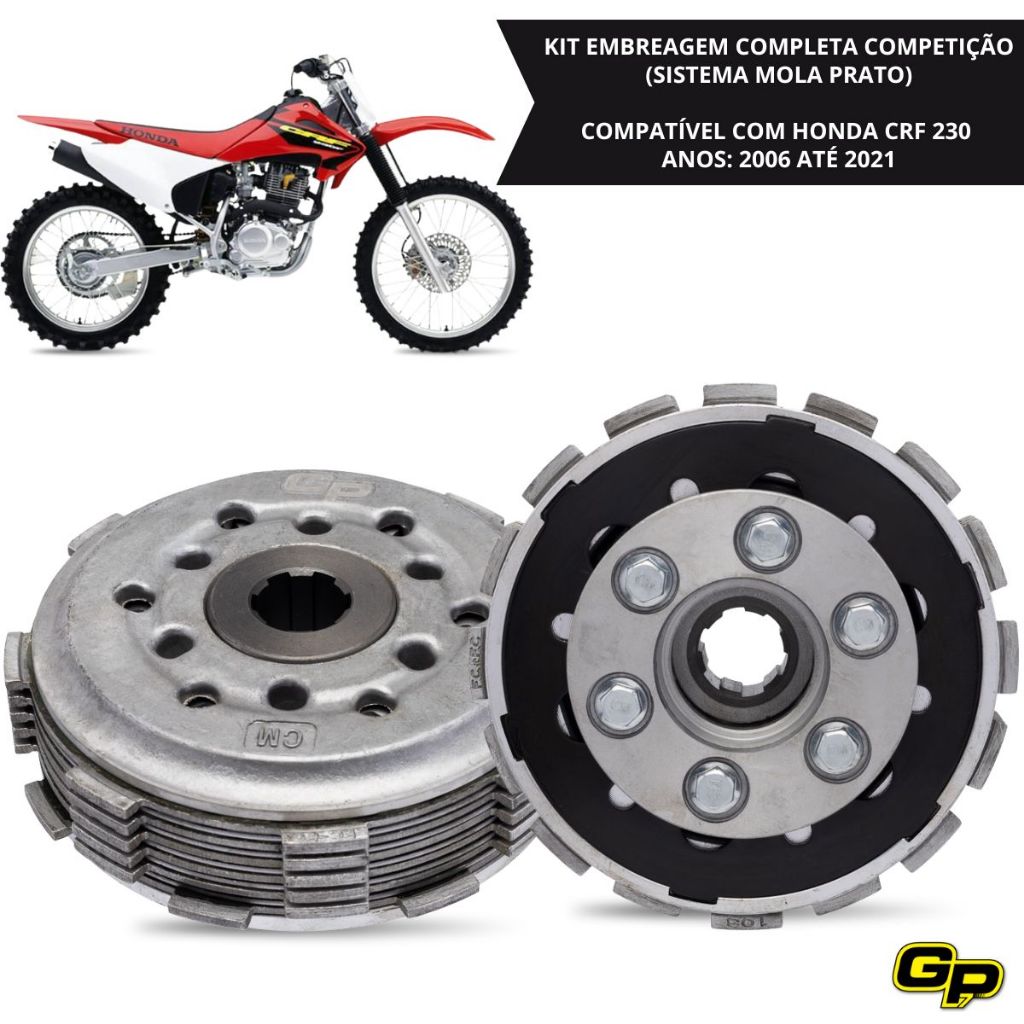 Kit Embreagem CRF230 Completa 2006 2007 2008 2009 até 2021 Mola Prato Competição Wheeling Racing