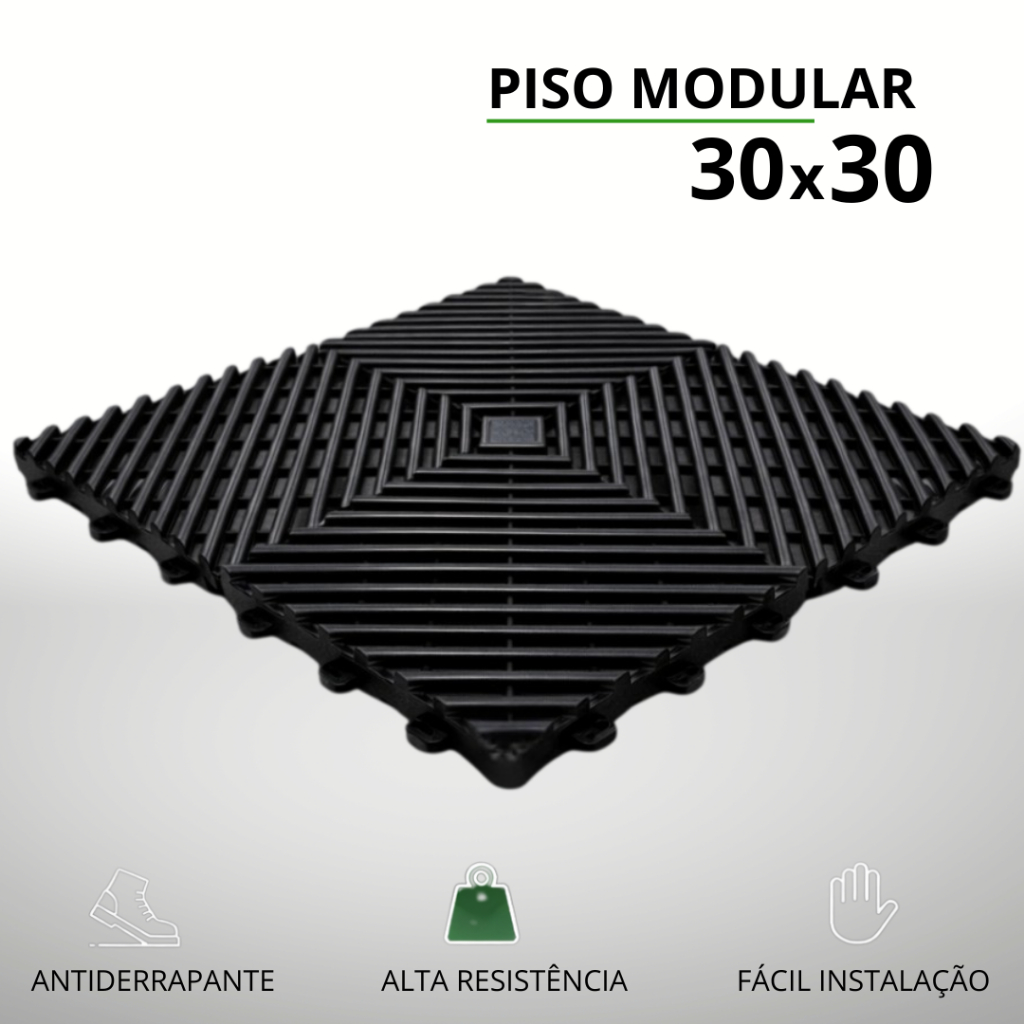 Kit 10 Piso Modular Plástico Fácil Instalação Antiderrapante 30x30 Reforçado