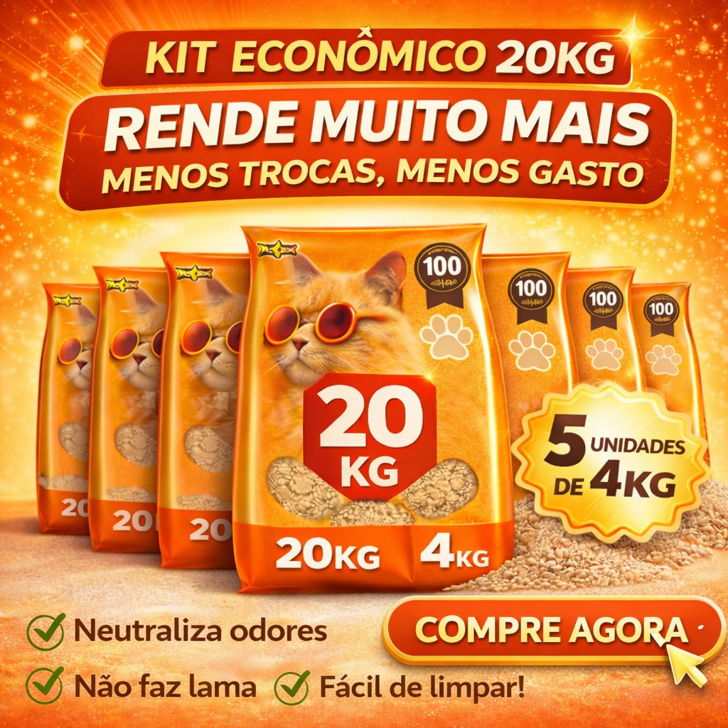 20KG de Areia Para Gato Que Rende Muito e Quase Não Dá Cheiro