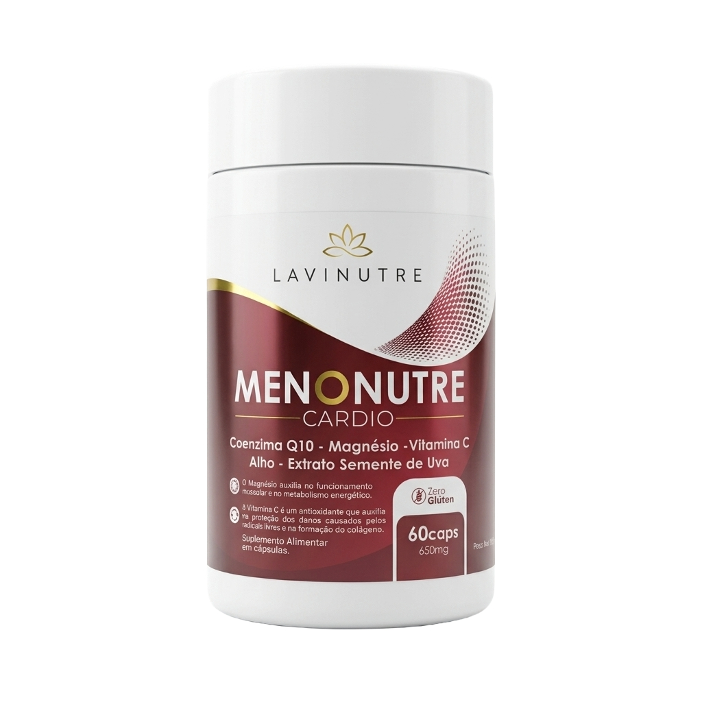 Menonutre Cardio Coenzima Q10 100mg + Magnésio Bisglicinato + Vitamina C + Extrato De Semente De Uva