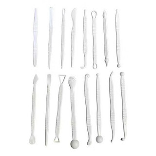 Kit Estecas 16 Peças Estecas  Brancas - 32 funções Ferramenta para Biscuit e Argila Massinha