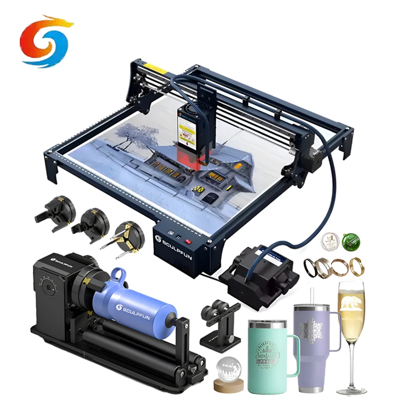Sculpfun S30 ProMax Gravador a Laser Máquina de Corte e Gravação Com Rolo 4 Em 1 Ultrafina BR