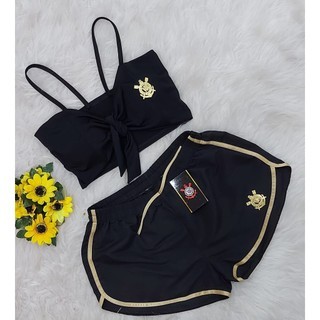 Conjunto Time Cropped + Short Modinha Feminina Times