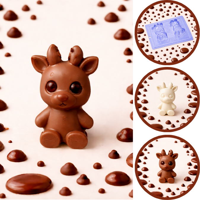 1~5 Forma silicone 3 partes chocolate cervo de natal Porto cod p1000 (CHOCO)