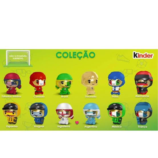 Bonecos Coleção Kinder Ovo Países Copa do Mundo 2026
