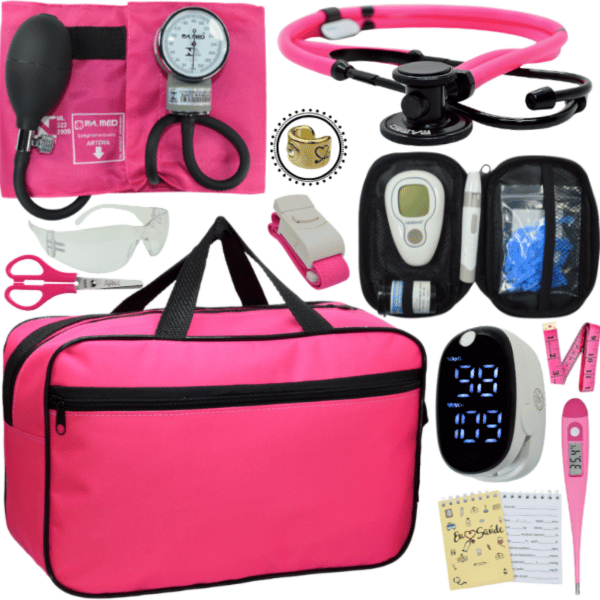 Kit Bolsa Enfermagem Estagio  Estetoscopio Oximetro