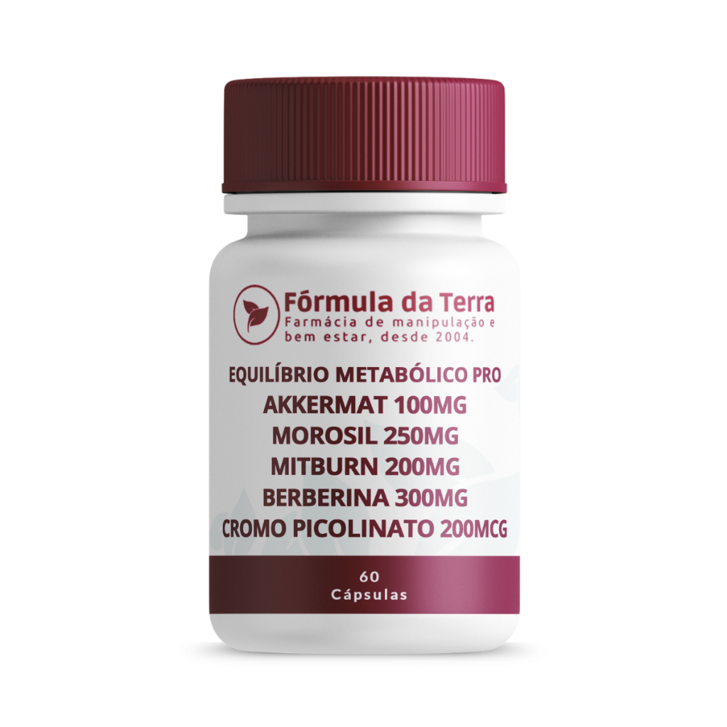 Equilíbrio Metabólico Pro - Akkermat, Morosil, Mitburn, Berberina e Cromo Picolinato 60 Cápsulas