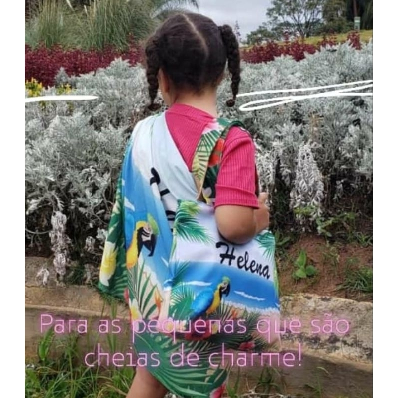 kit Canga, Bolsa e Necessaire, personalizados com o seu nome, Kit Praia Infantil, Moda Praia, Bolsa Feminina