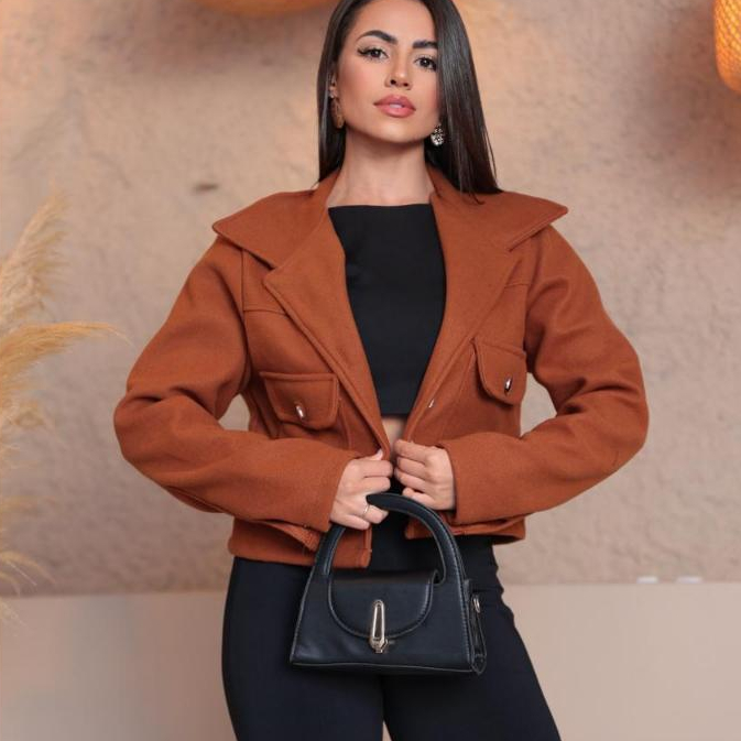 casaco de inverno feminino lã batida