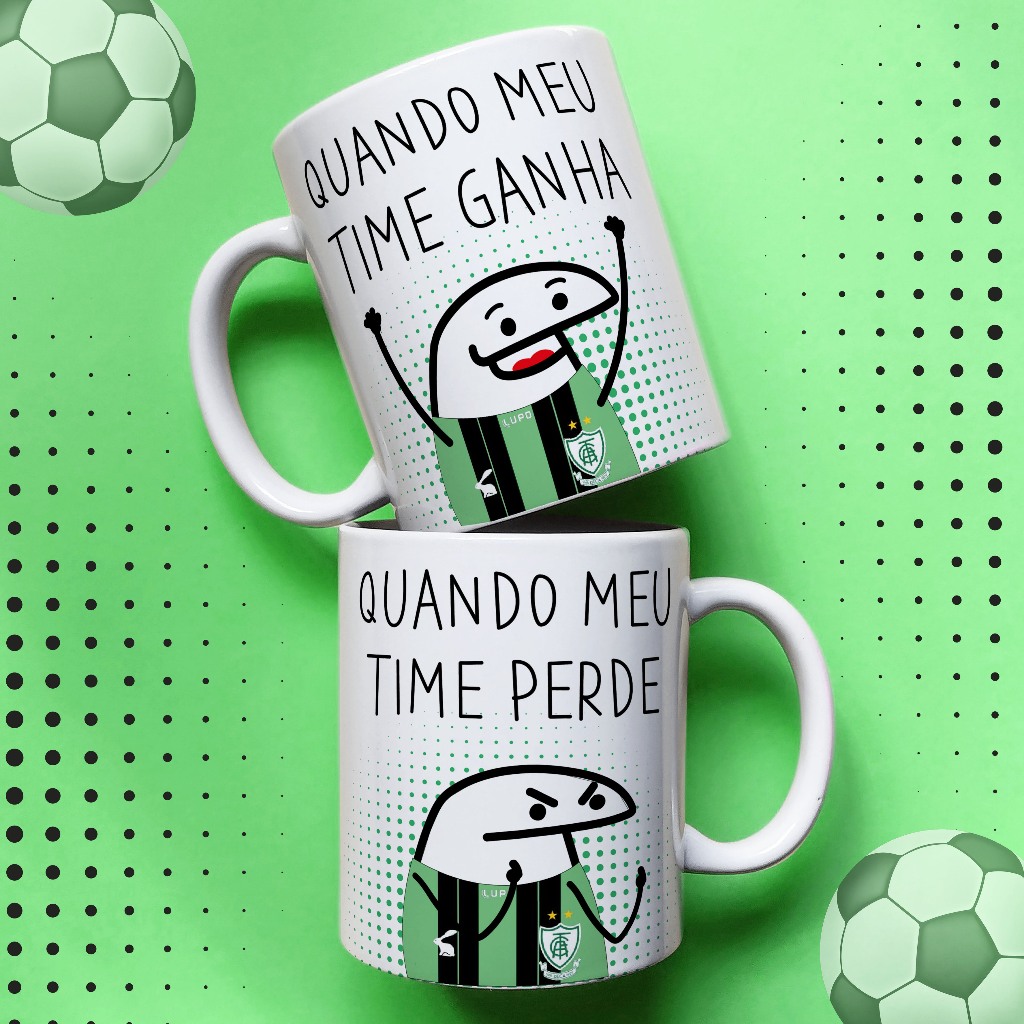 Caneca Flork América Mg Atlético Mg Cruzeiro Atlético Go Cuiaba Goias Vila Nova 325ml Porcelana Premium
