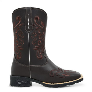 Bota Texana Bico Quadrado Com Sola Jump Bordado Design Moda