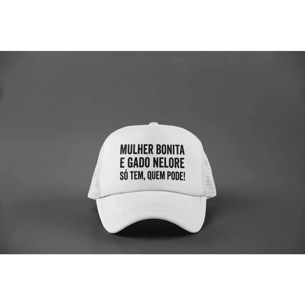 Boné Trucker Frase Mulher Bonita Gado Nelore Ajustável Preto Agro Country - Envio Rápido