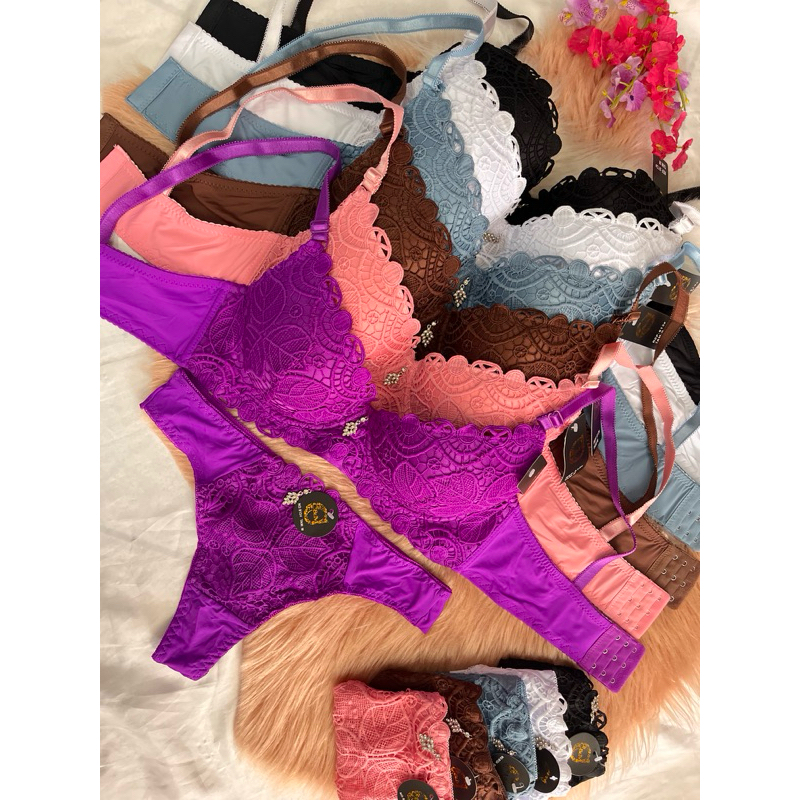 Kit 4 conjuntos de lingerie importados renda guipir
