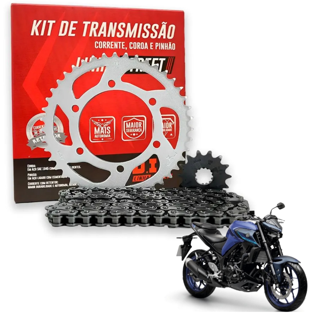 KIT RELAÇÃO DID STREET PREMIUM YAMAHA YZF R3 MT03 COM RETENTORES 2015 EM DIANTE