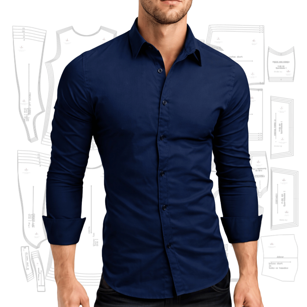 Kit de Moldes Camisa Social Manga Longa Moldes em Tamanho Real