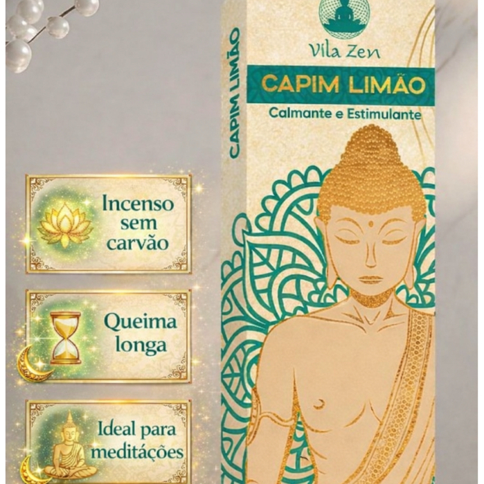 Incenso  Capim Limão Aromático  Natural Calmante e Revitalizante Vila Zen Sem Carvão Ideal para Meditações