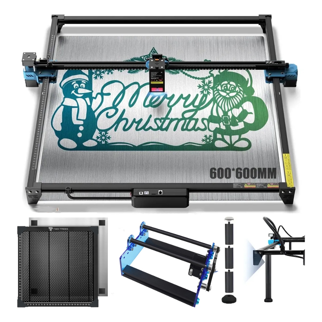 TTS-20 Max Máquina De Gravação A Laser 20w 60*60cm Com ROLO 360°+ Pés + Placa 500*500