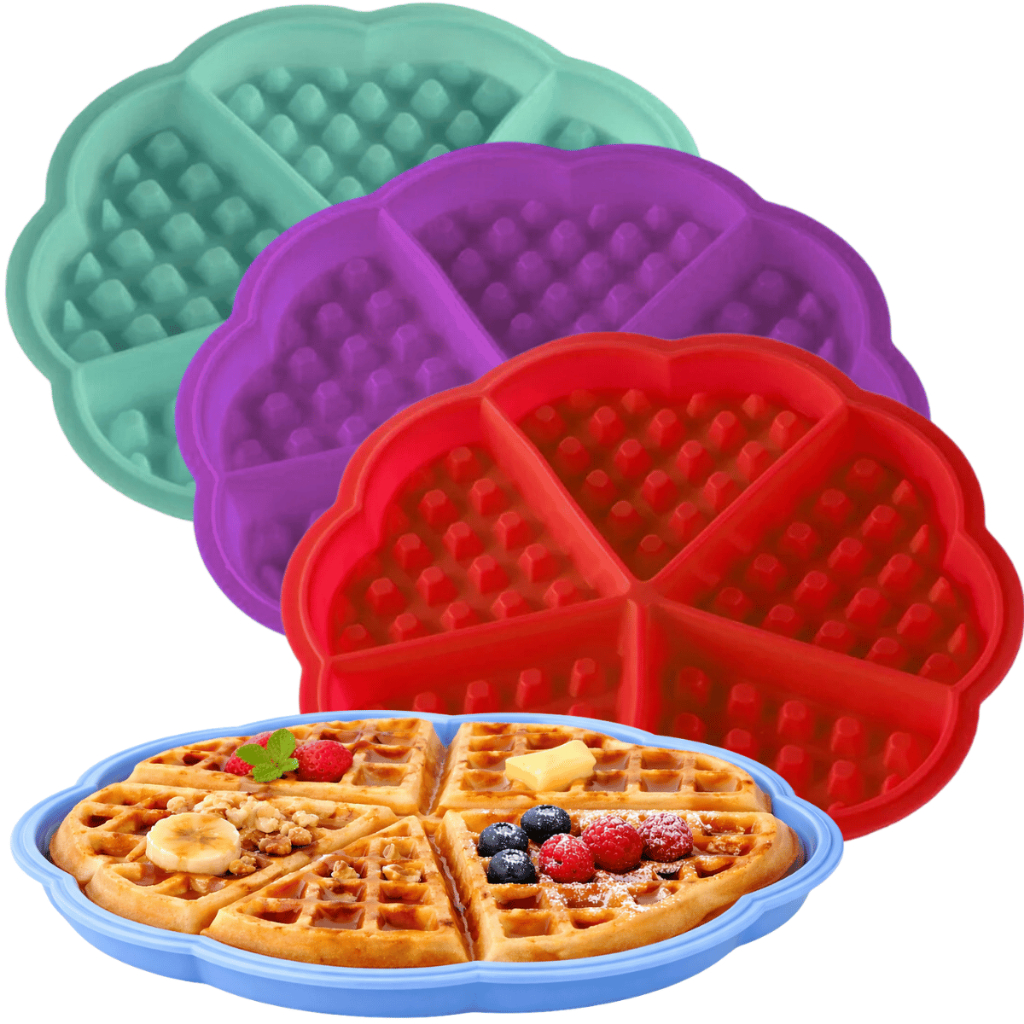 Molde De Waffles Coração Silicone Forma Air Fryer Pequeno Forno Maleável Café Da Manhã Panqueca