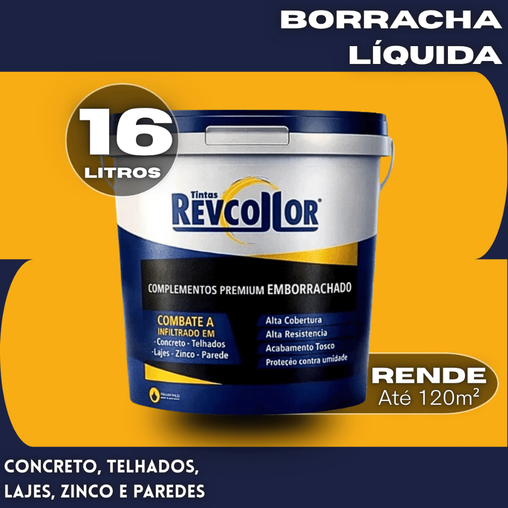Borracha Liquida Incolor Revcollor 16L Impermeabilizante Anti Goteira Laje Telhado Alta Durabilidade