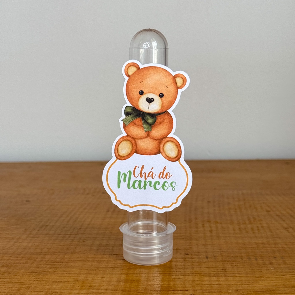 Apliques Tubete Chá Revelação Ursinho Verde Kit Festa Personalizado Pegue e Monte Lembrancinhas Infantil