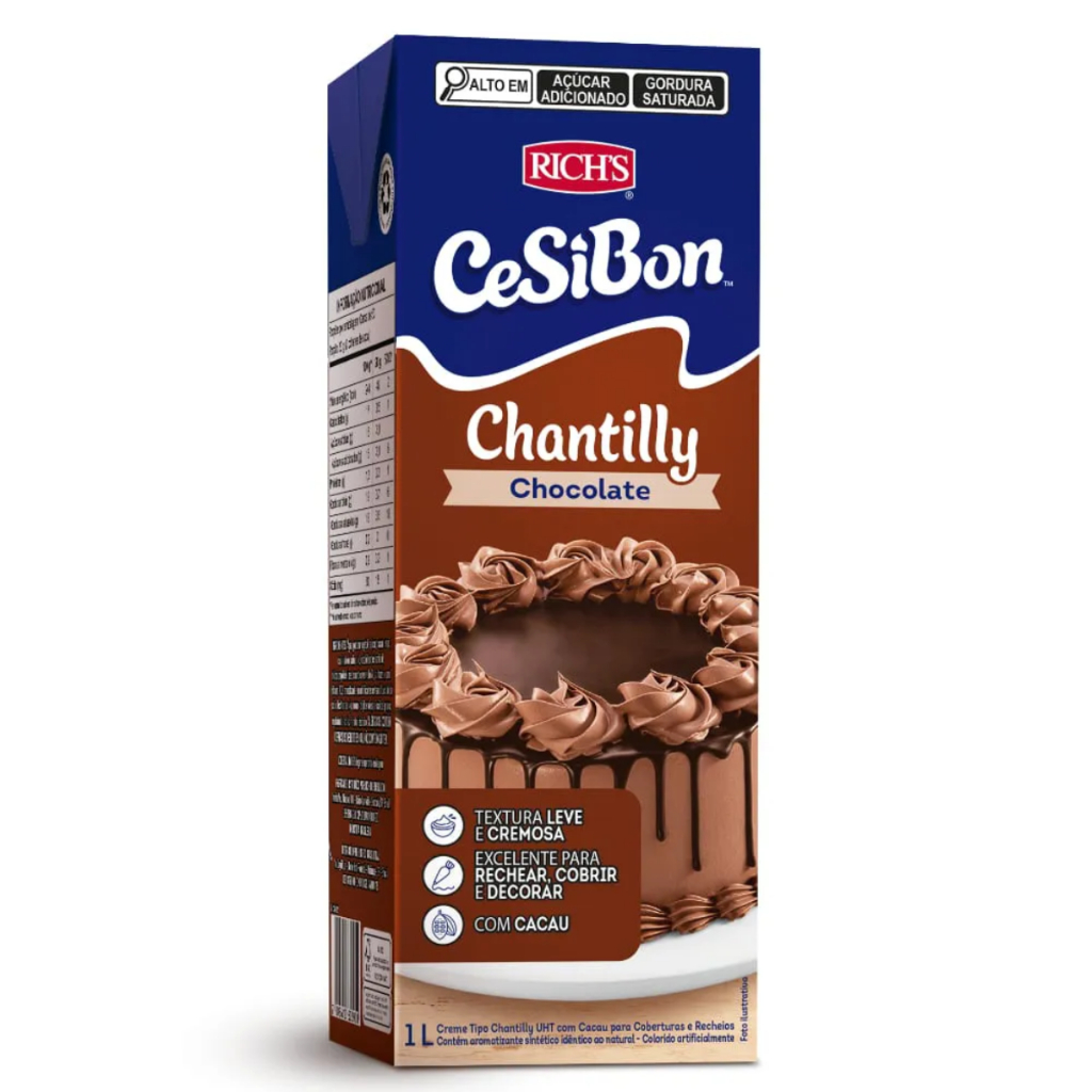 Chantilly Cesibon Sabor Chocolate Confeitaria Uso Profissional Richs