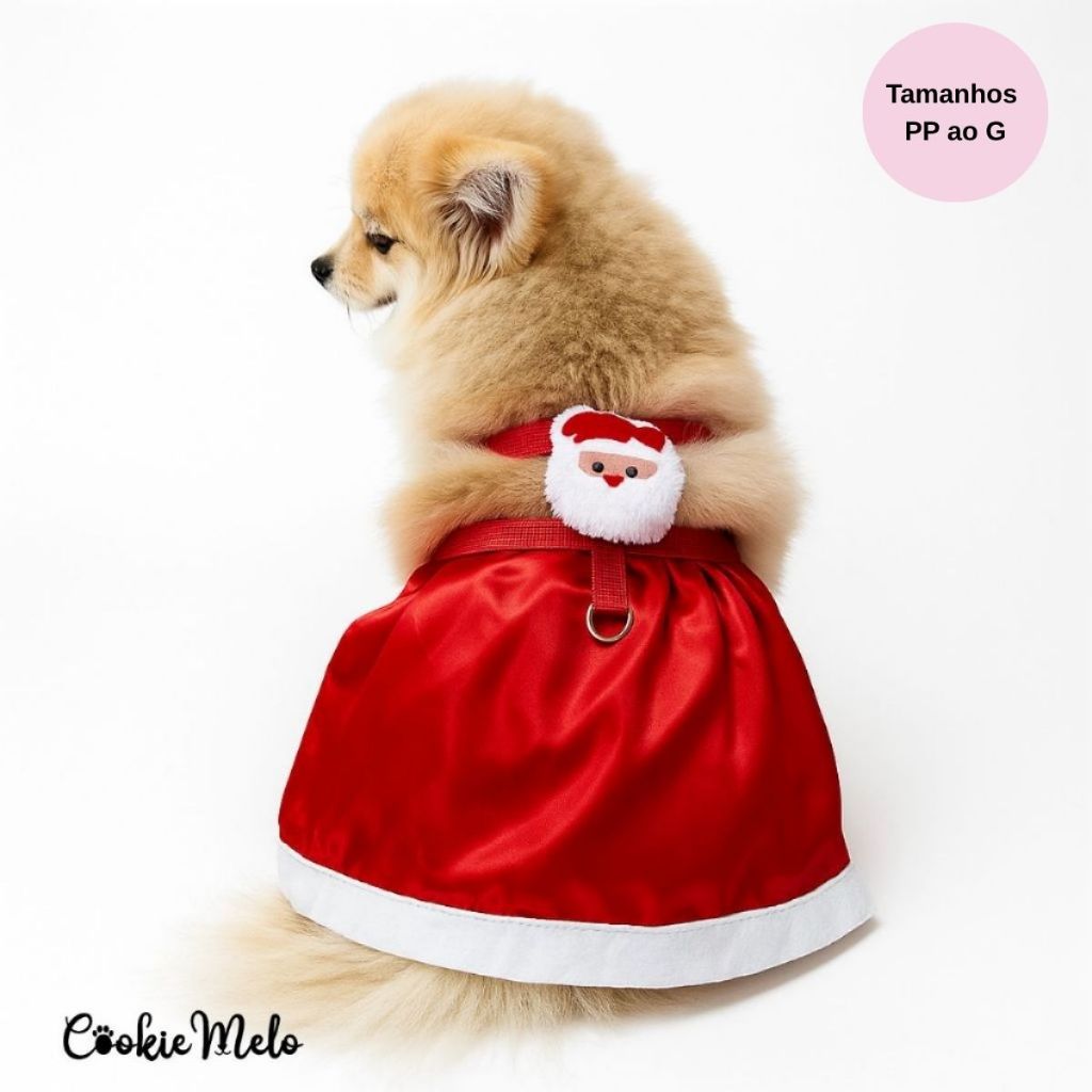 Roupa Pet Natal Peitoral Vestido Papai Noel Pet Cachorro Gato Peitoral Fêmea Passeio Viagem Festas