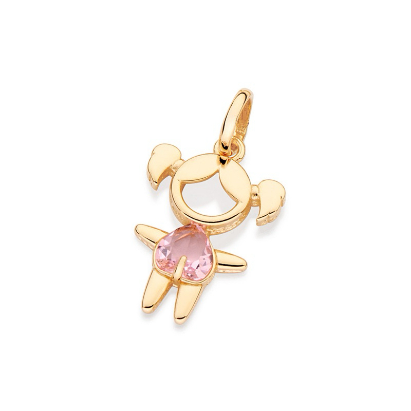 pingente menina pedra rosa rommanel 542880