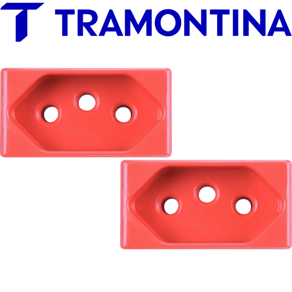 Módulo 2P+T 20A Tramontina 250V Vermelho Instalação Fácil