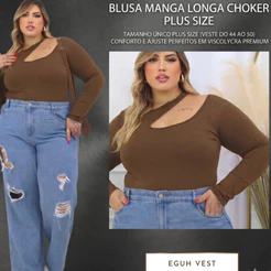 Blusa Manga Longa Feminina Chocker meia Estação Frio Plus Size