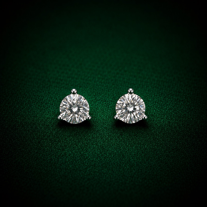 Brinco Moissanite 5mm Prata 925 Três Garras Ponto de Luz Feminino Brilho Intenso