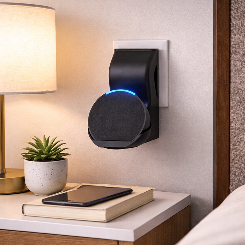 Suporte de Tomada Para Amazon Alexa Eco Echo Pop Caixa Som Parede