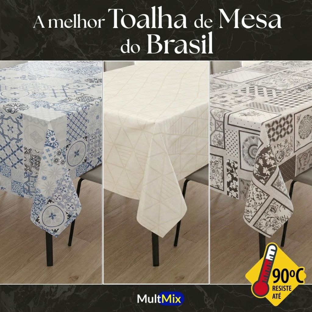 Toalha de Mesa de Plástico Térmica e Impermeável Para Mesas de 4 Cadeiras, 6 Cadeiras e 8 Cadeiras