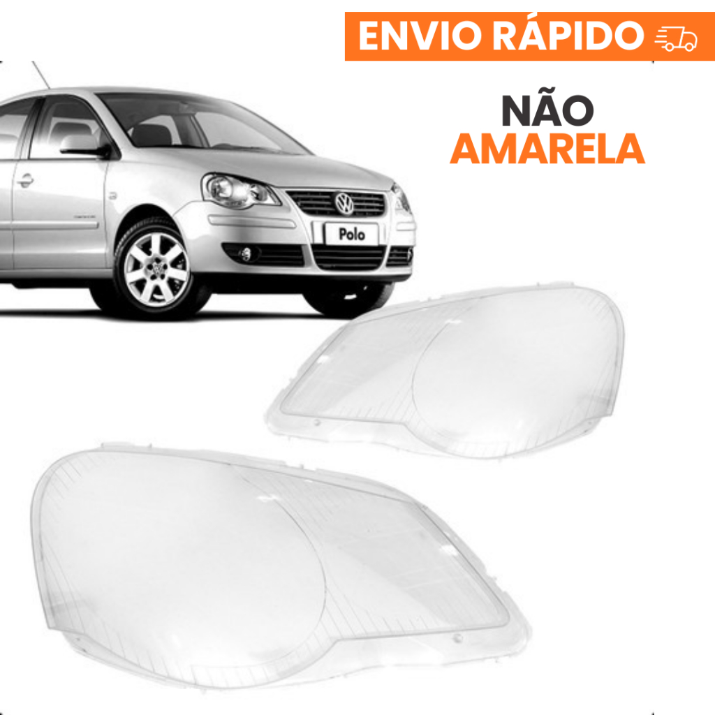 Lente Farol Volkswagen Polo 2007 2008 2009 2010 2011 2012 2013 2014