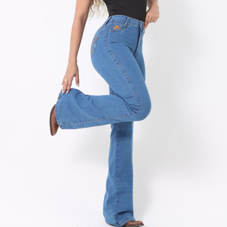 Calça FLER BORDADA Texana Montaria Jeans Grosso com Lycra Rodeio
