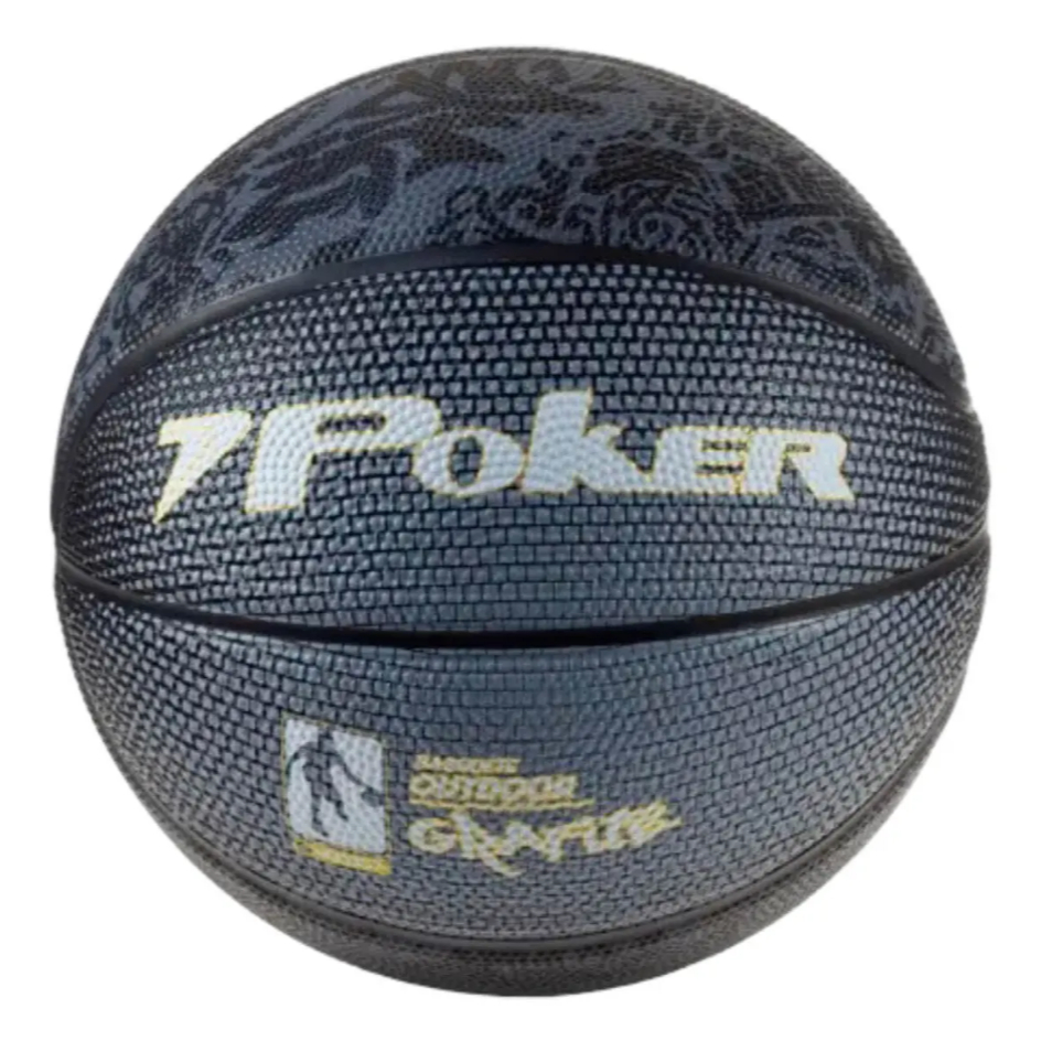 Bola de Basquete Poker Outdoor Grafite 7 Preto Chumbo Resistente Alta Durabilidade Treino Jogo