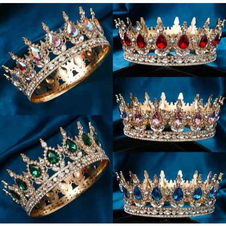 Imagem Coroa Redonda Princesa com Cristais Elegantes para Eventos Especiais Concurso e topo de bolo