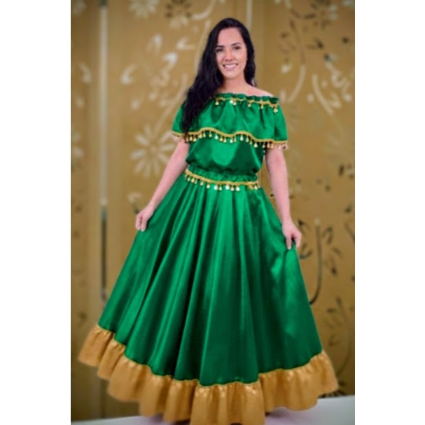 CONJ. CIGANA ESMERALDA DE   BLUSA E SAIA COM 6M DE RODA ( IGUAL A FOTO) - roupa umbanda-