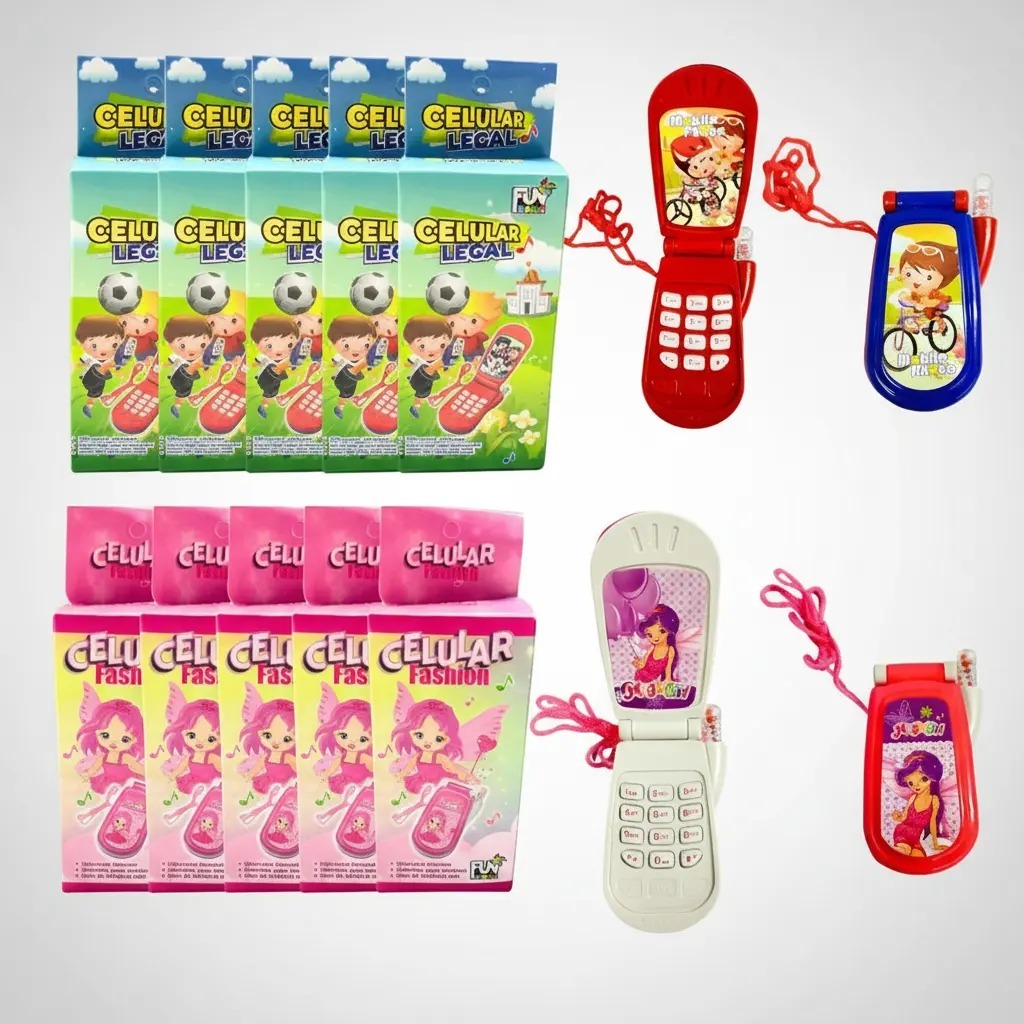 Kit 10 Celular Brinquedo Luz Som Lembrancinha Prenda Atacado
