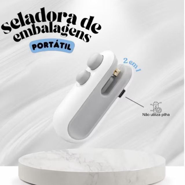 Seladora de Embalagem Portátil 2 em 1 Recarregável USB Seladora de Saco Plástico Mini Magnética
