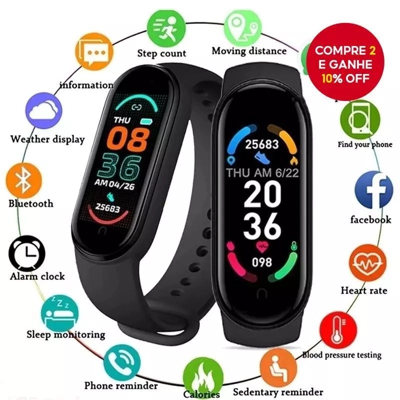 Relógio inteligente Smartband M6