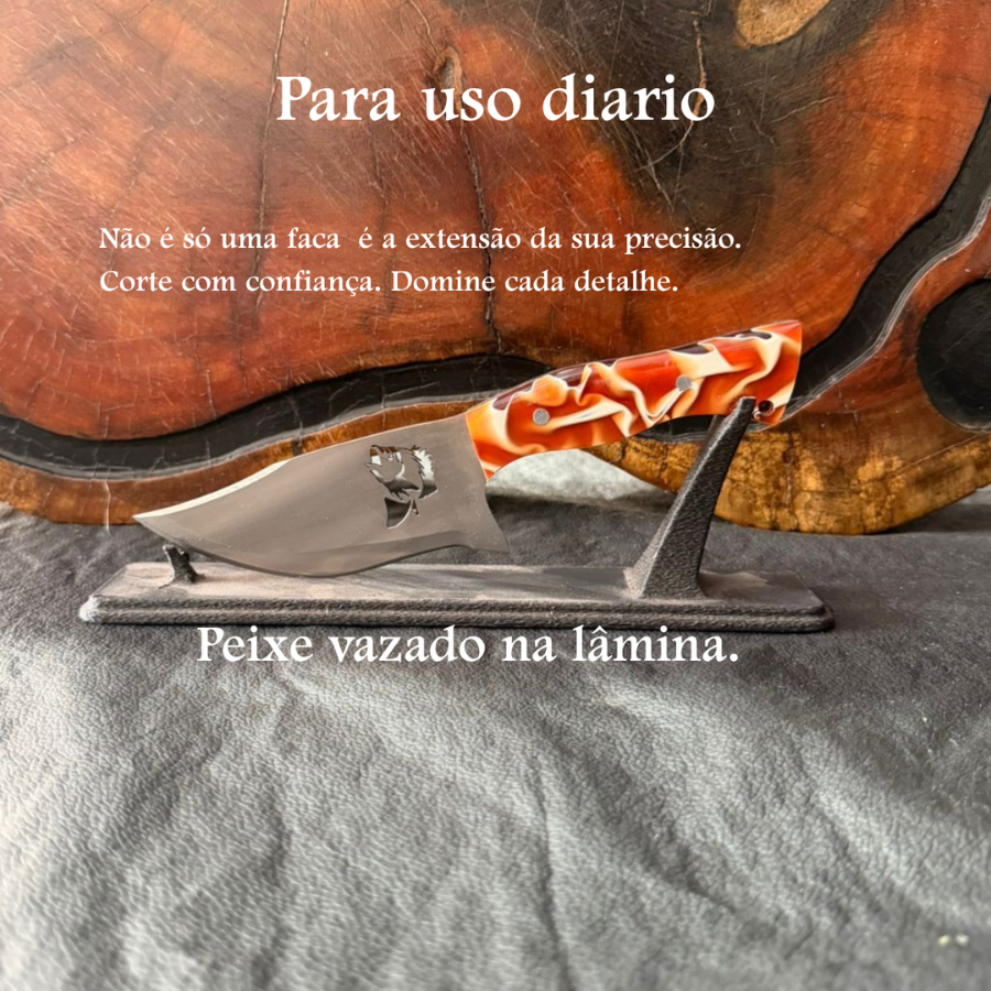 Faca Churrasco 4 Polegadas Aço 420 Cabo Acrílico Mini Picanheira