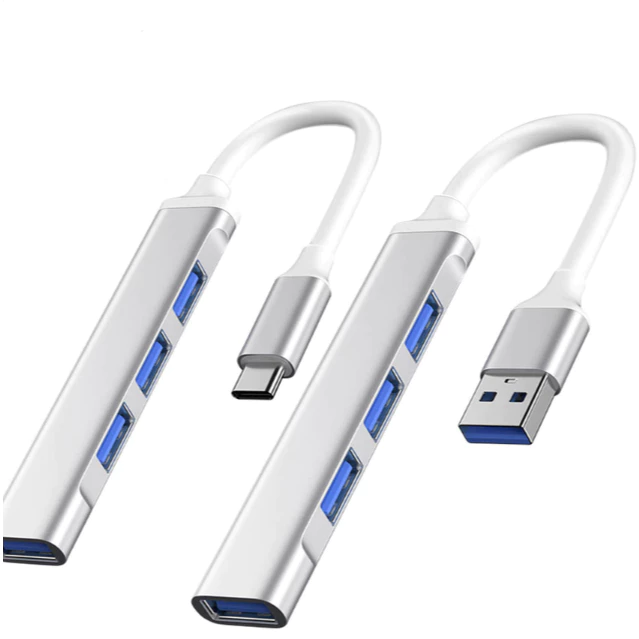 Adaptador Hub USB 4 em 1 Entrada Tipo C ou USB