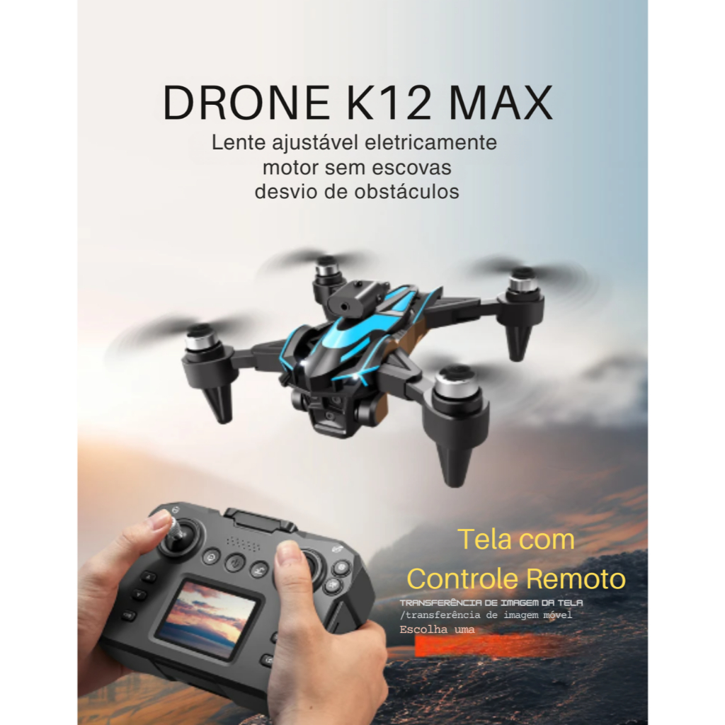 Drone Barato K12 Controle com Tela Motor Brushless sensor de obstáculo