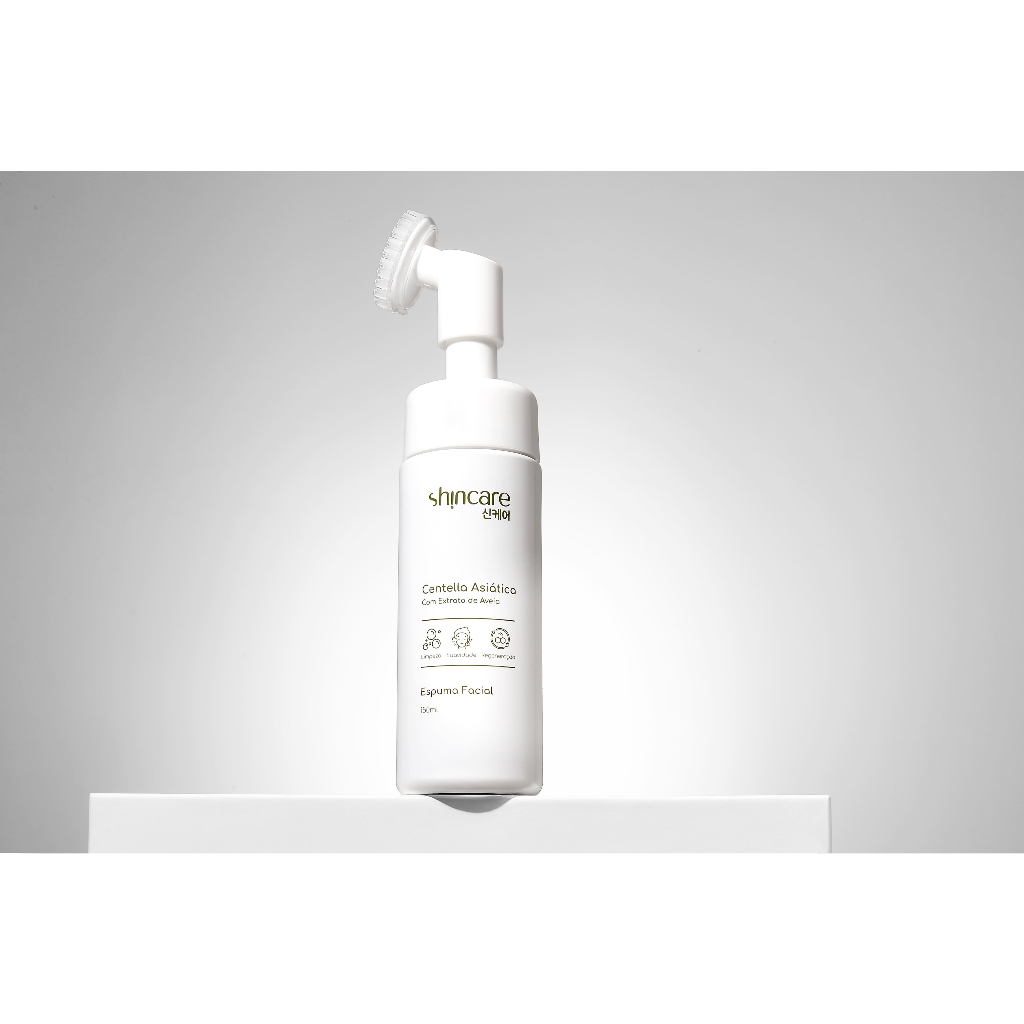 Espuma de Limpeza Facial Centella Asiática Aveia Algas Com Escova de Silicone Suave